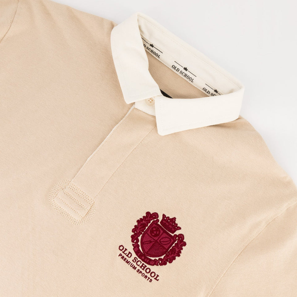 Old School Heraldic LS Rugby Jersey-Ivory