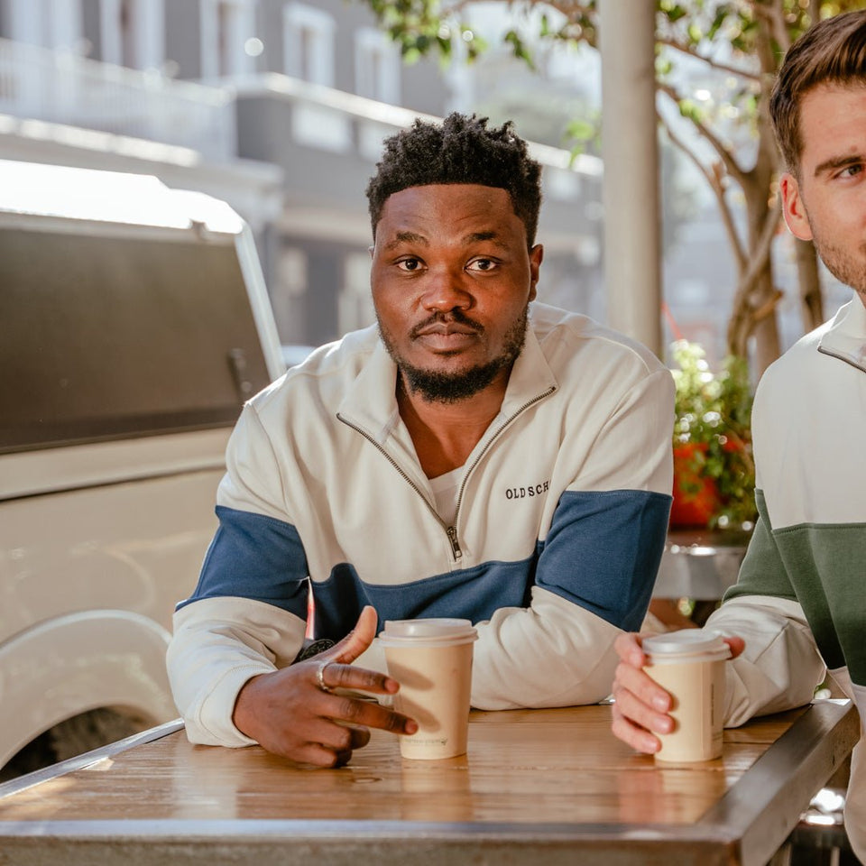 Old School Hoop Quarter Zip Sweat-Navy