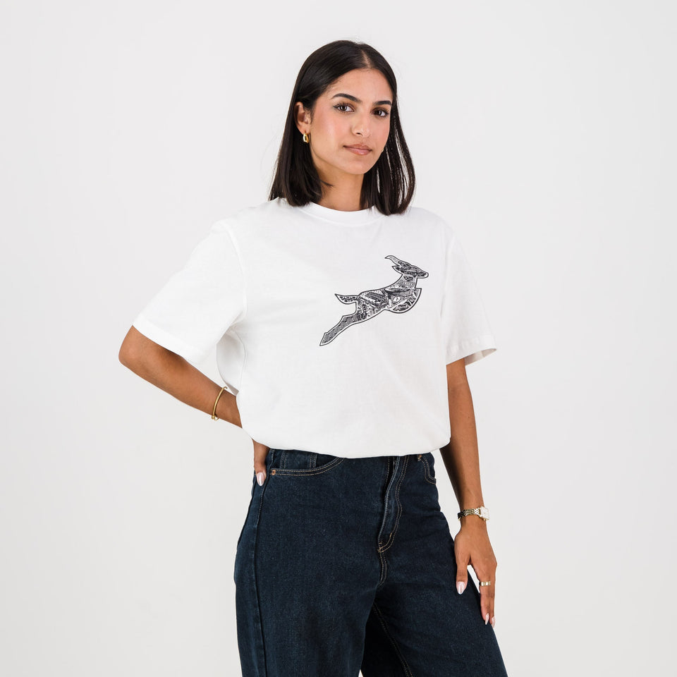 Springboks Stadium Bok Regular Crew Tee-White