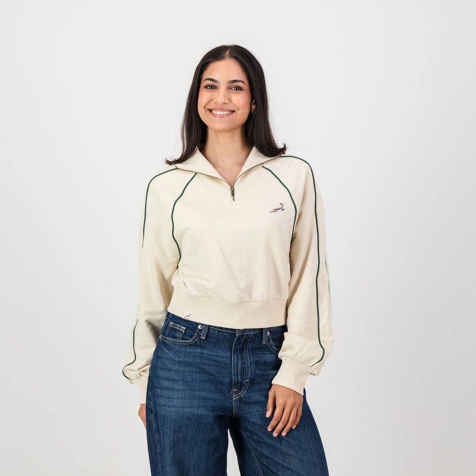 Springboks Ladies Piped Zip Through Sweat-Ivory