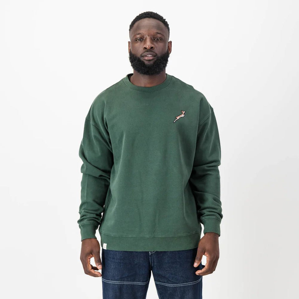 Springboks Nat Badge Crew Neck Sweat-OS Green