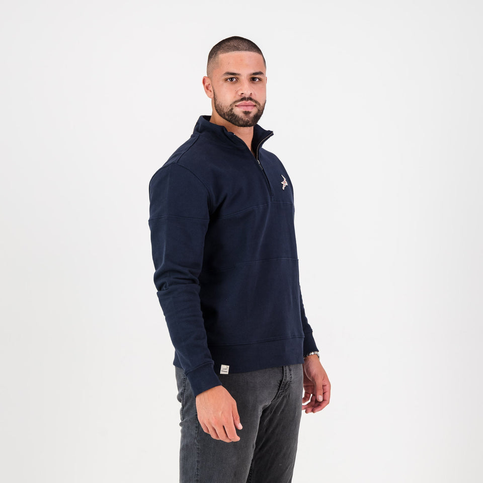 Springboks Pop Badge Quarter Zip Sweat-Navy