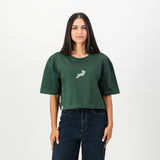 Springboks Pop Badge Ladies Boxy Crew Tee-OS Green