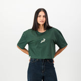 Springboks Pop Badge Ladies Boxy Crew Tee-OS Green
