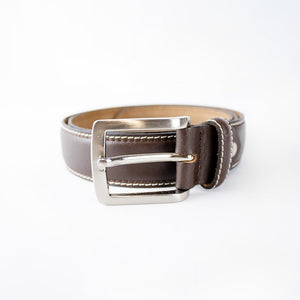 Springboks Single Contrast Stitch Belt-Dark Brown