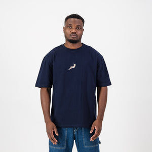 Springboks Small Logo Boxy Tee V2-Navy