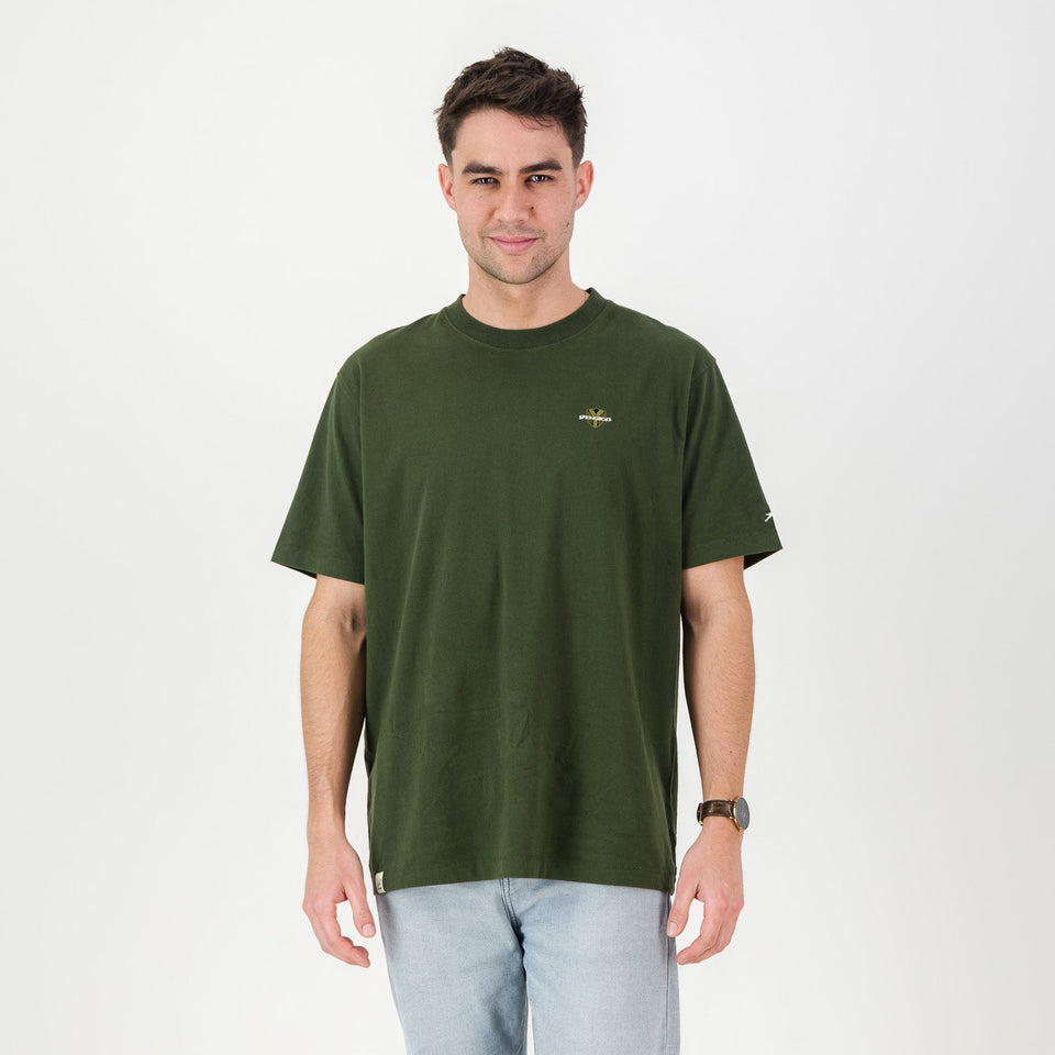 Springboks SML EMB Bok Regular Crew Tee-OS Green
