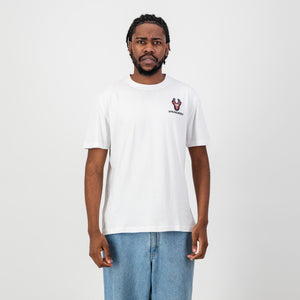 Springboks SML EMB Head Bok Regular Crew Tee-White