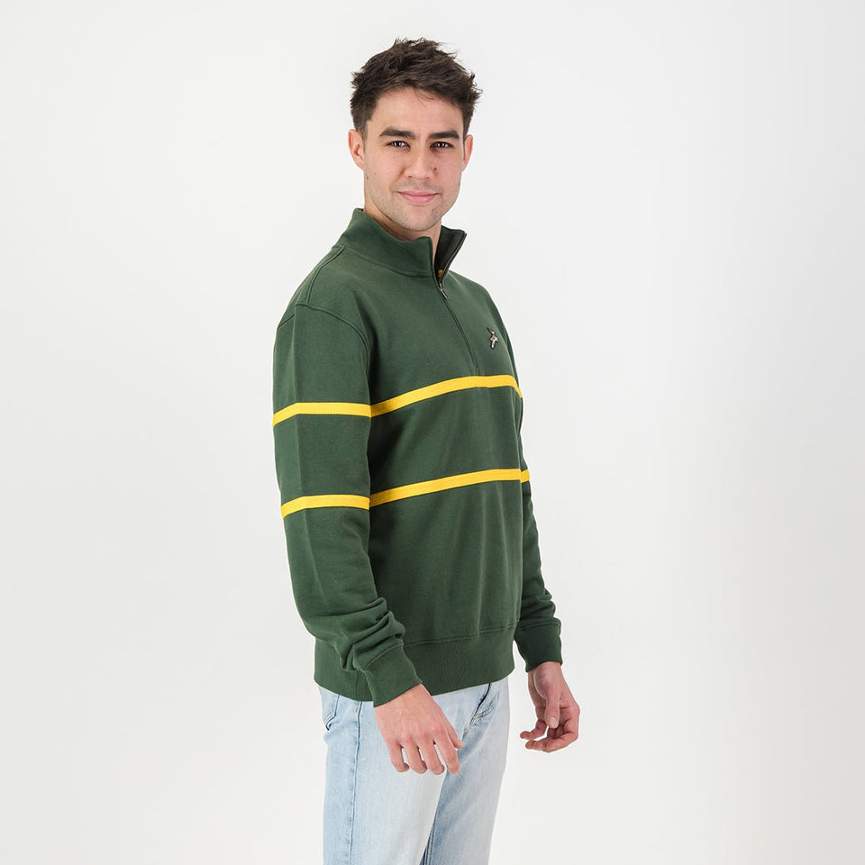 Springboks Twill Hoop Quarter Zip Sweat - OS Green