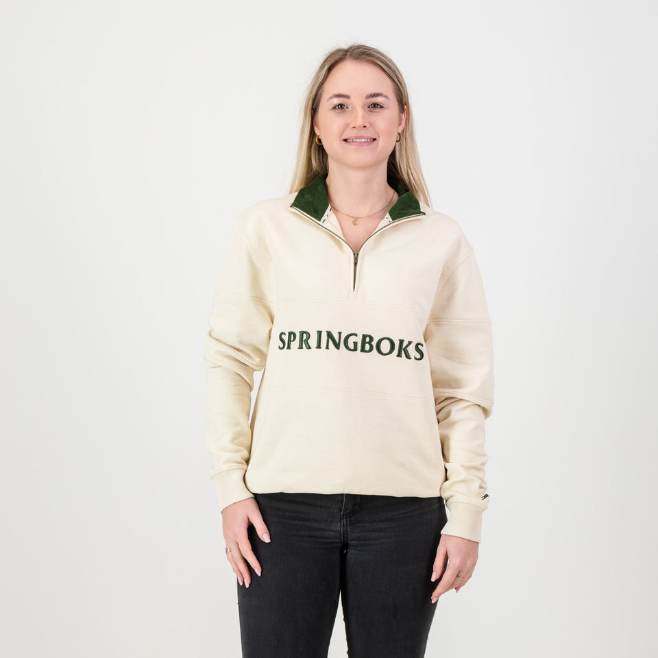 Springboks Word Quarter Zip Sweat-Ivory