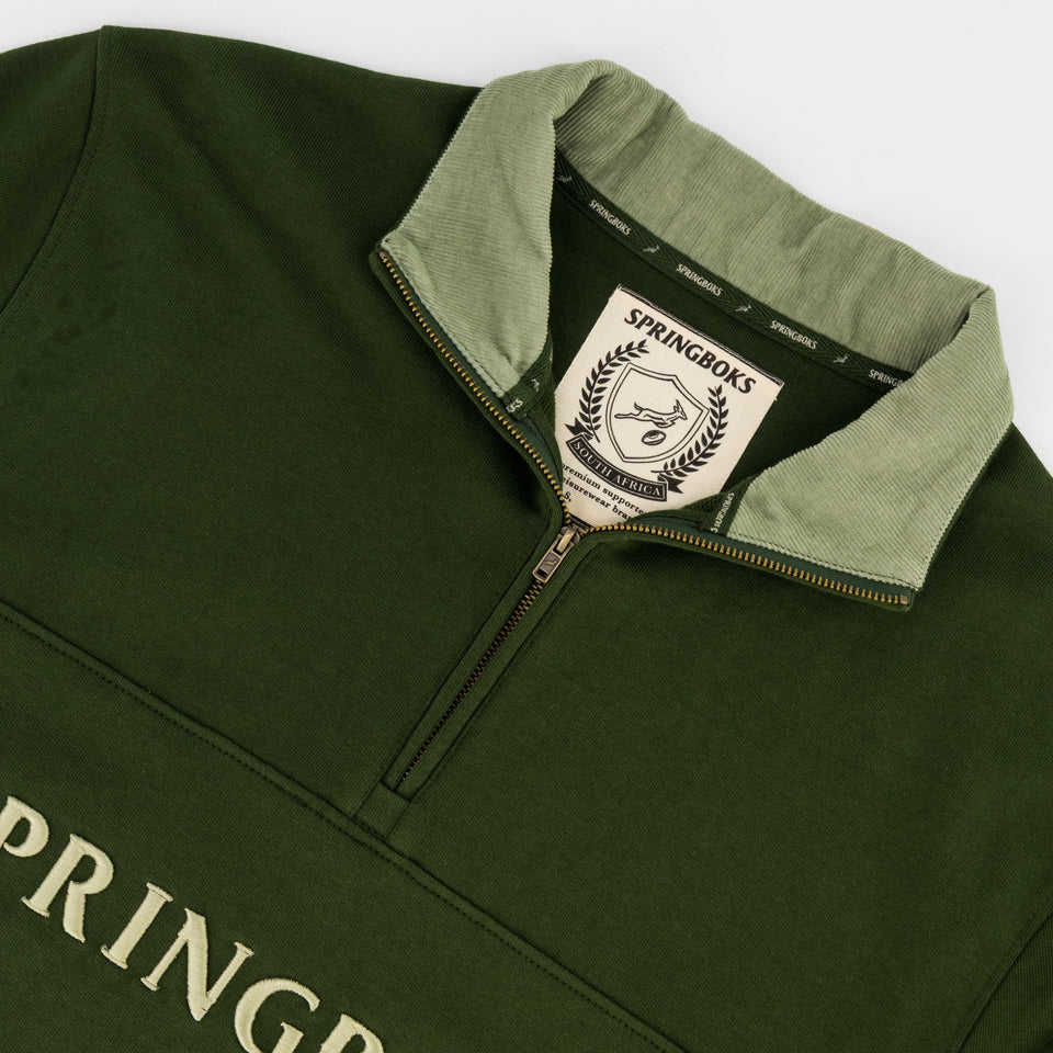 Springboks Word Quarter Zip Sweat-Military Olive