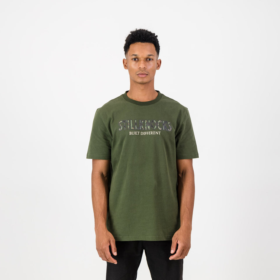 Stillknocks Built Diff Regular Crew Tee-Military Olive